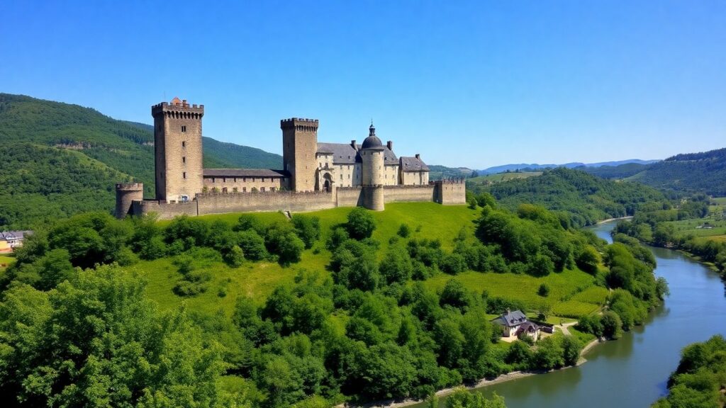 Burg am Rhein mit Wanderweg und Weinbergen